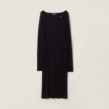 Long ribbed knit jersey dress