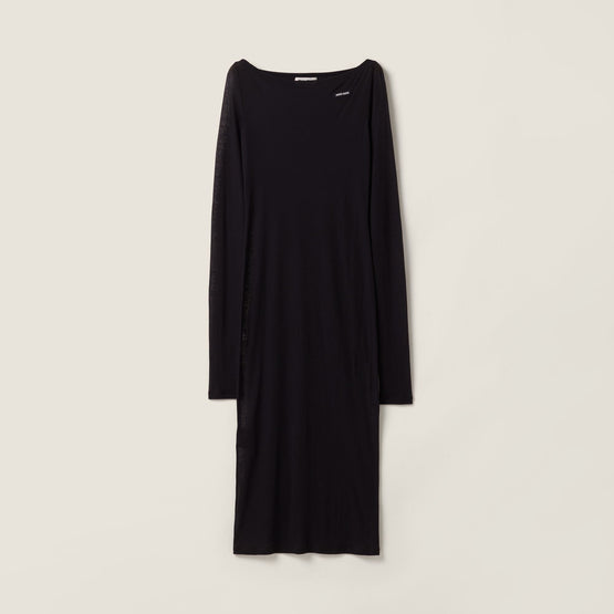 Long ribbed knit jersey dress