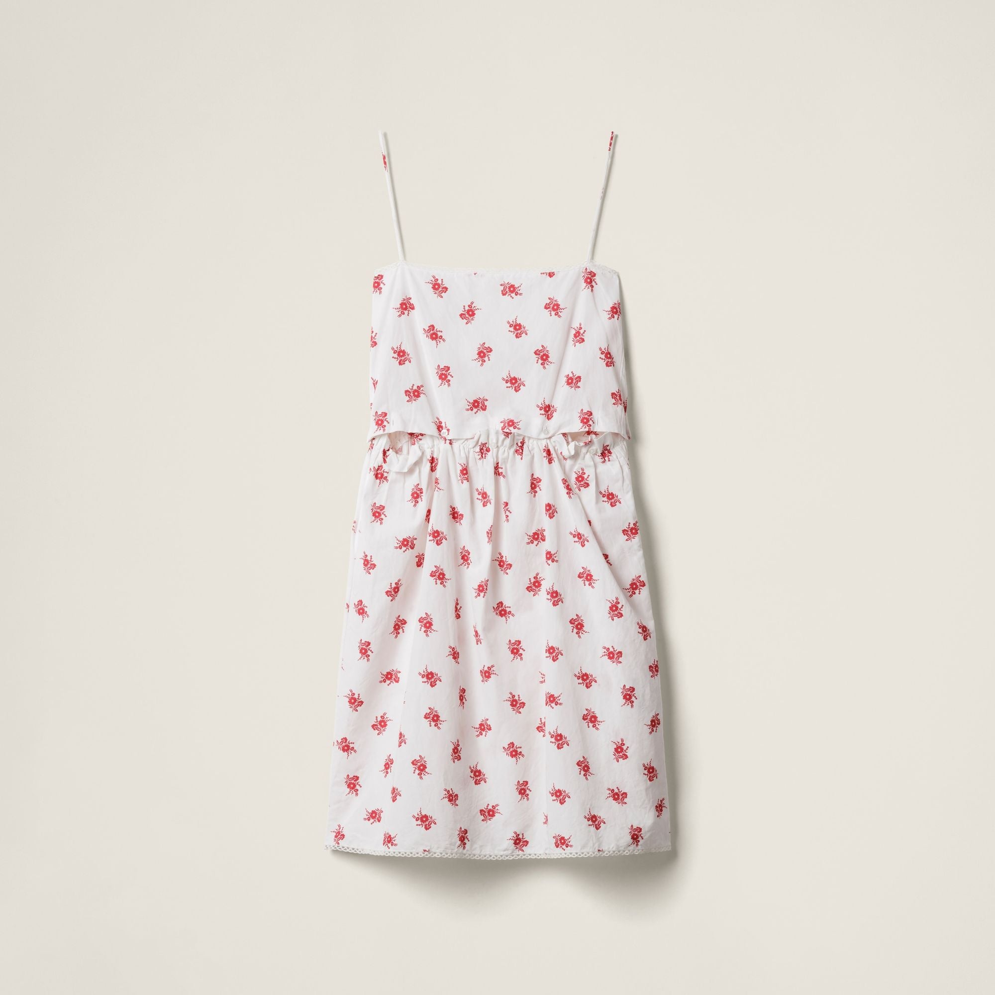 Women Slubbed Poplin Dress - Bianco+rosso