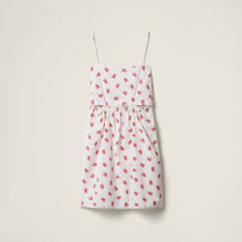 Women Slubbed Poplin Dress - Bianco+rosso