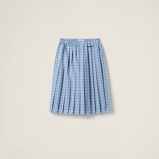 Women Pleated Check Skirt - Celeste+blu