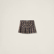 Women Pleated Tartan Miniskirt - Cammello