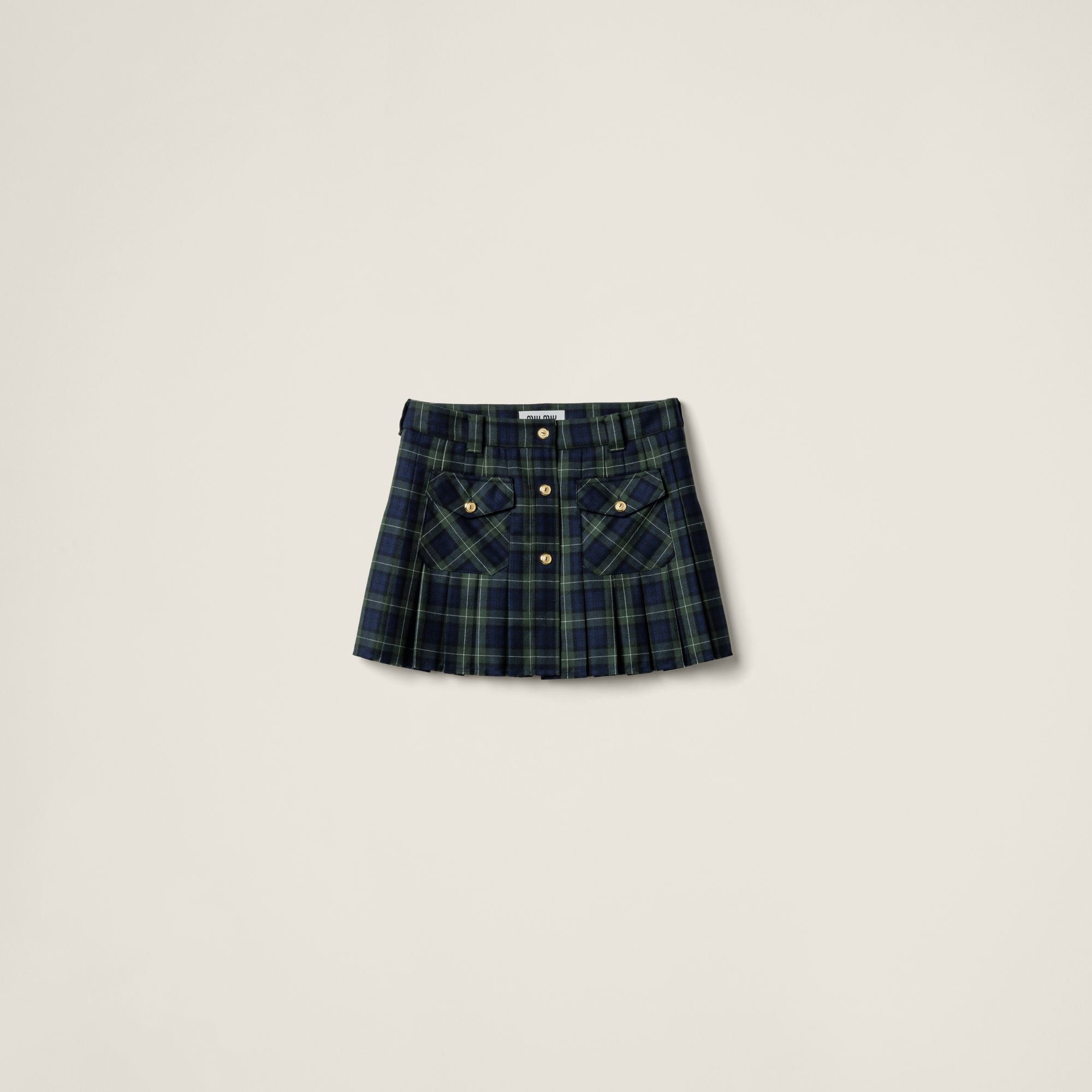 Women Pleated Tartan Miniskirt - Militare