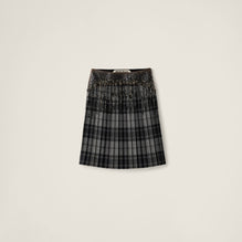 Embroidered plaid skirt