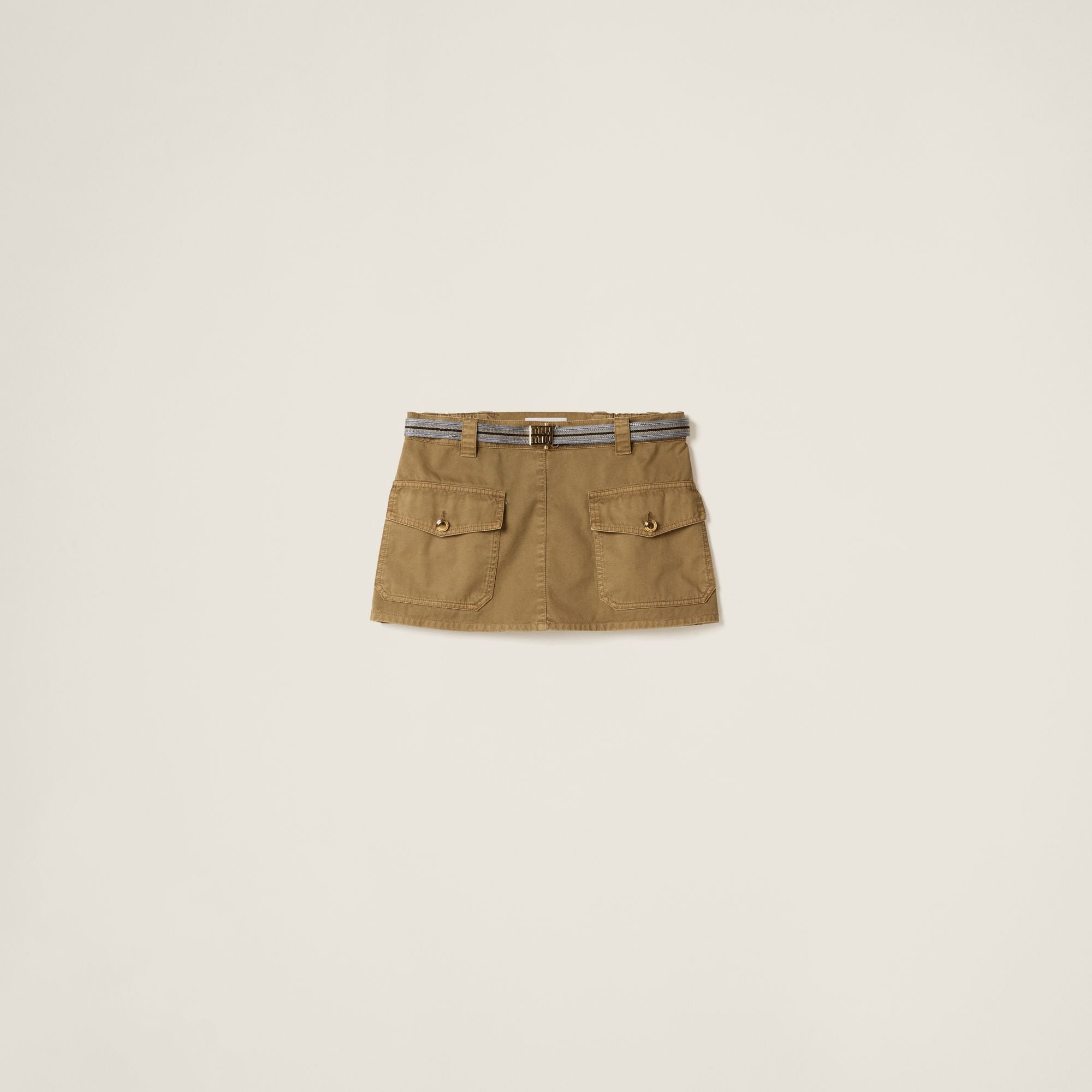 Women Garment-dyed Cotton Satin Miniskirt - Oliva