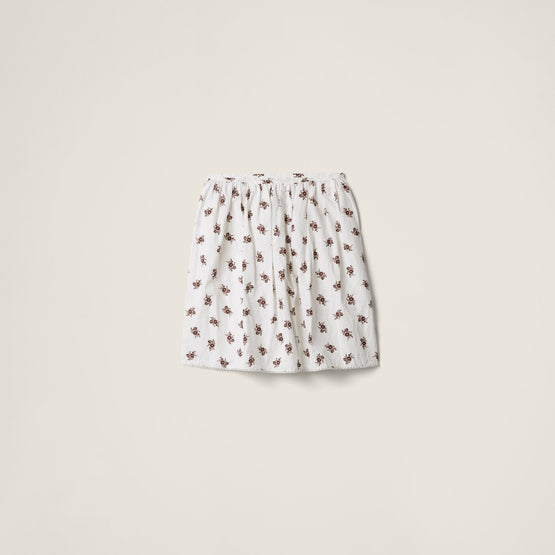 Printed slubbed poplin skirt