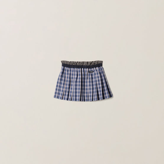 Pleated check miniskirt