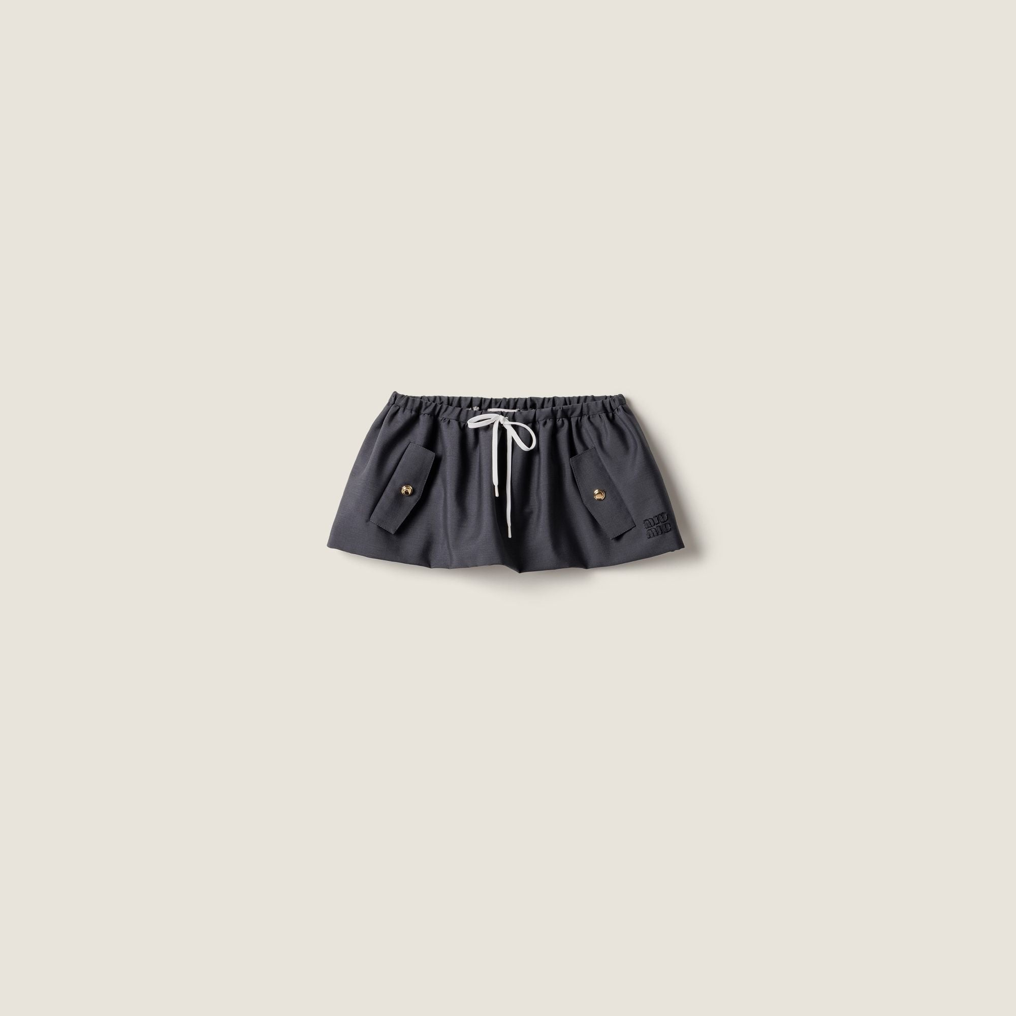 Women Bonded Kid Mohair Miniskirt - Ematite