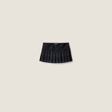 Pleated checked twill miniskirt