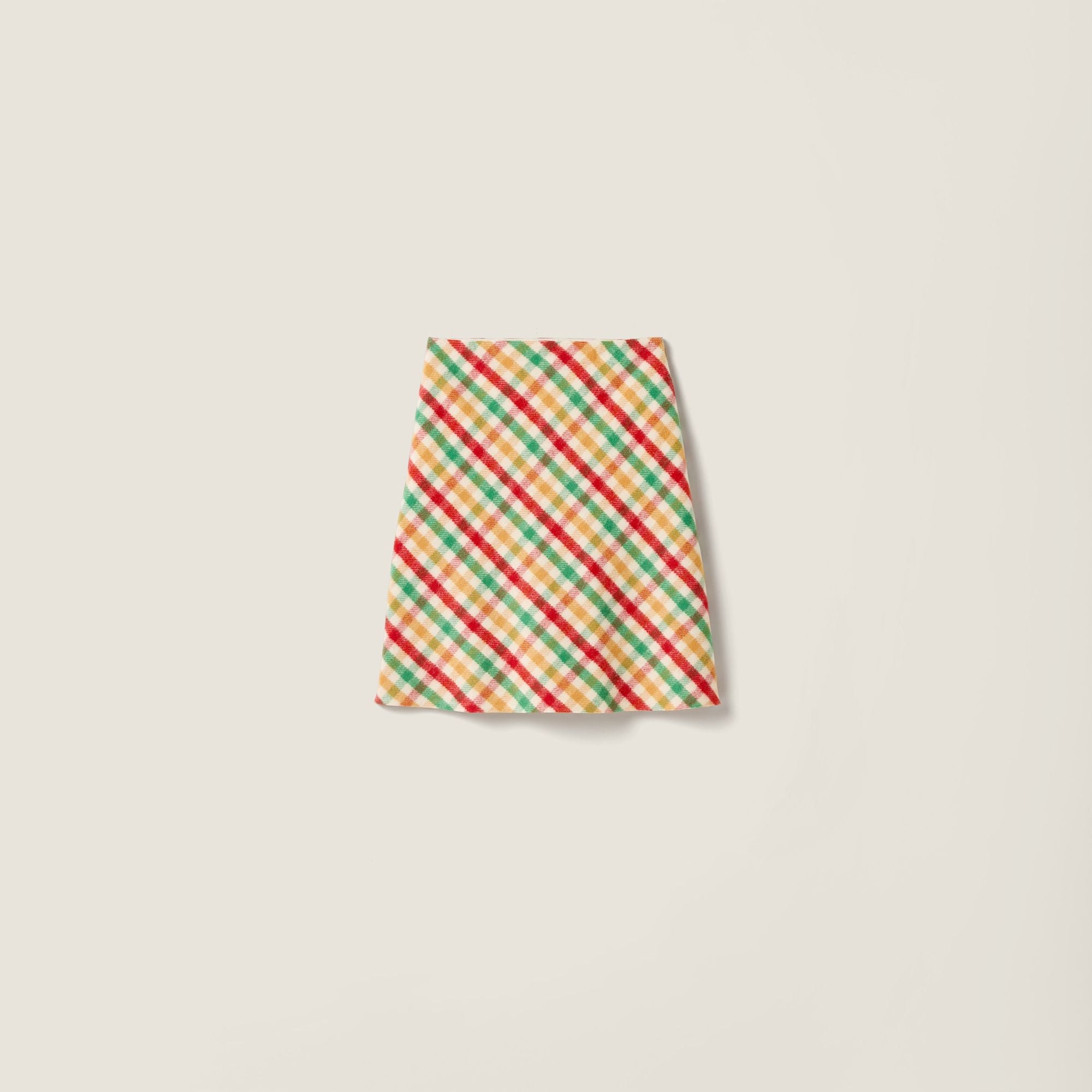 Women Diagonal Check Skirt - Rosso+verde