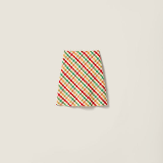 Women Diagonal Check Skirt - Rosso+verde