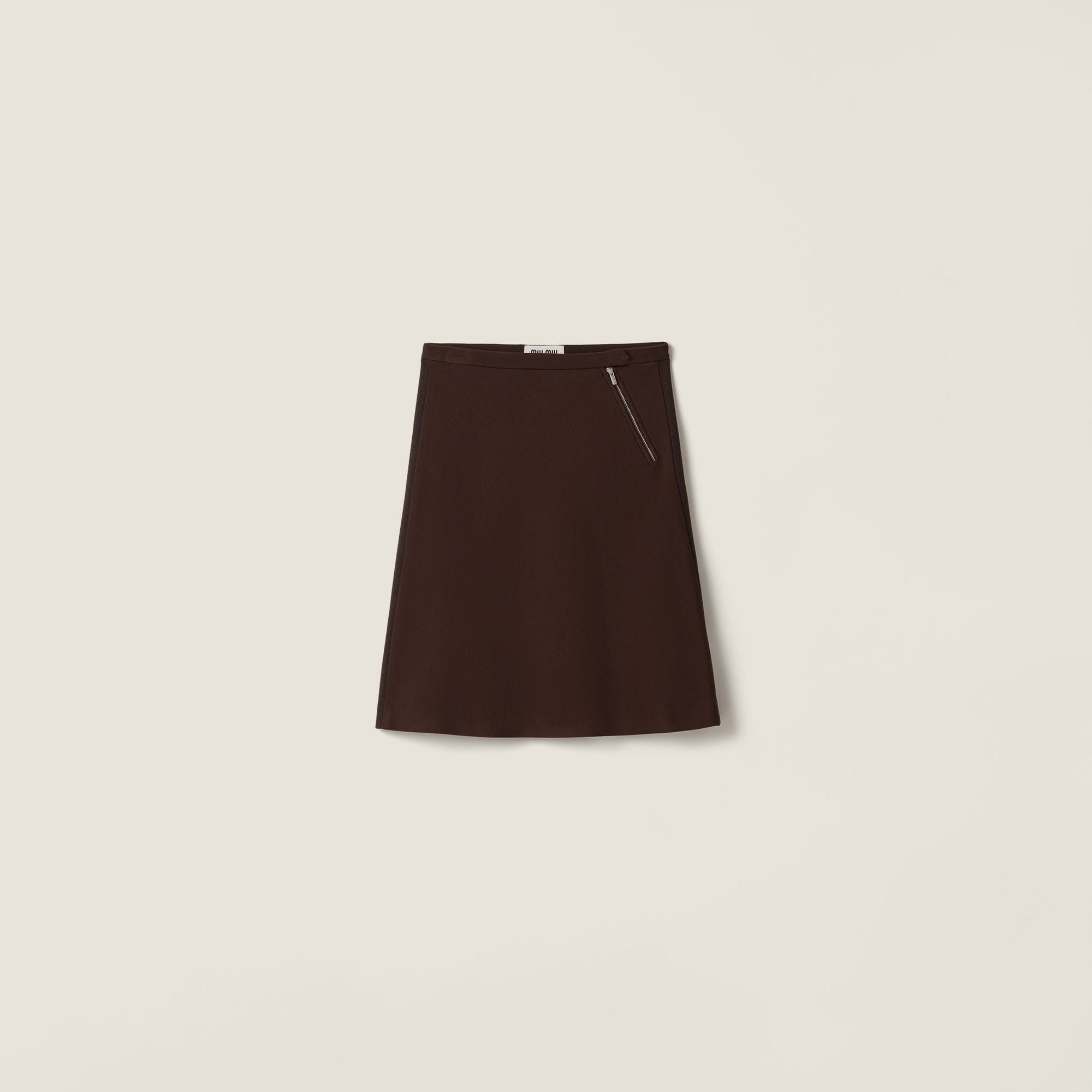 Women Fabric Stitch Knit Skirt - Cacao