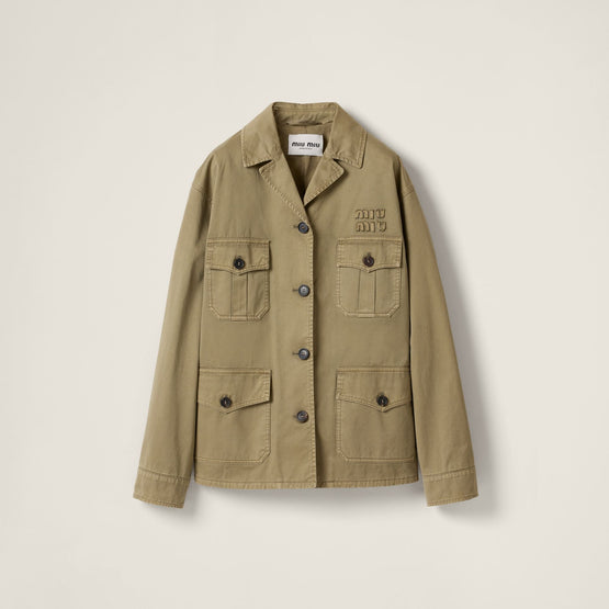 Women Garment-dyed Cotton Satin Jacket - Oliva