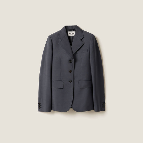 Women Single-breasted Kid Mohair Jacket - Ematite