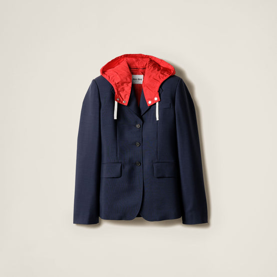 Double-breasted kid mohair and technical pongé jacket