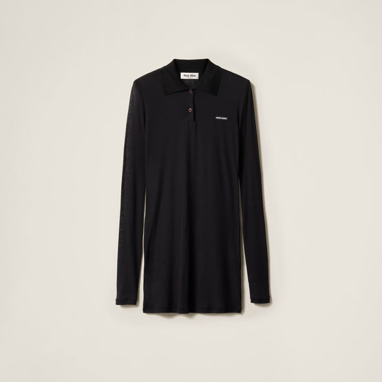 Women Ribbed Jersey Mini-dress - Nero