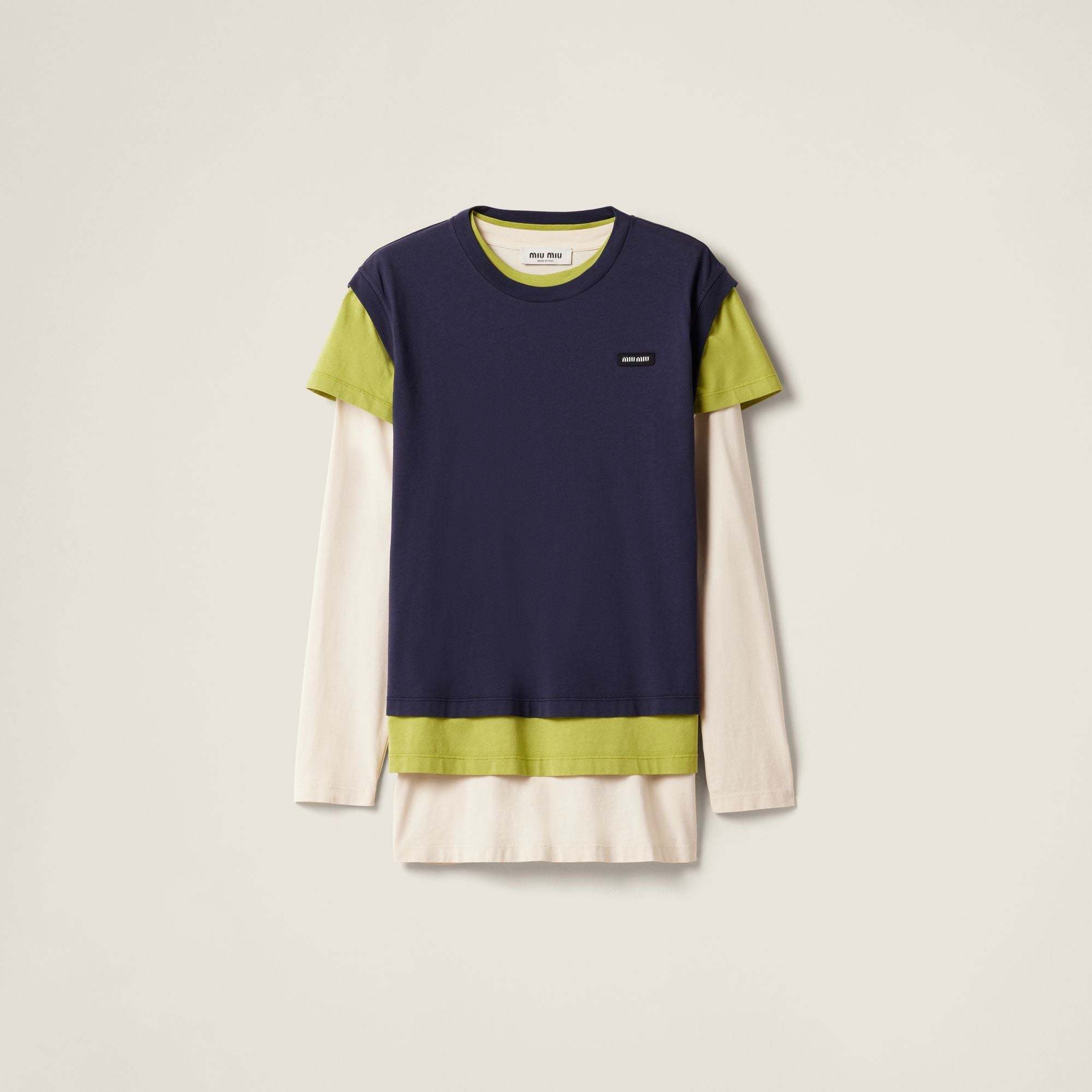 Women Set Of 3 Jersey T-shirts - Blu+lime+avorio