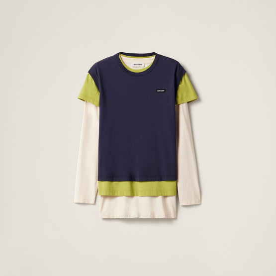 Women Set Of 3 Jersey T-shirts - Blu+lime+avorio