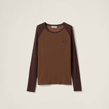 Long-sleeved ribbed jersey T-shirt