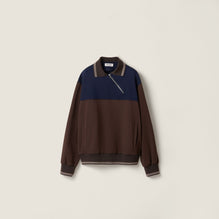 Women Zipper Sweatshirt - Cacao+blu