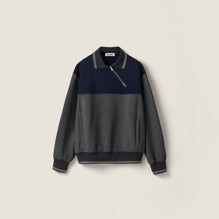 Women Zipper Sweatshirt - Antracite+blu