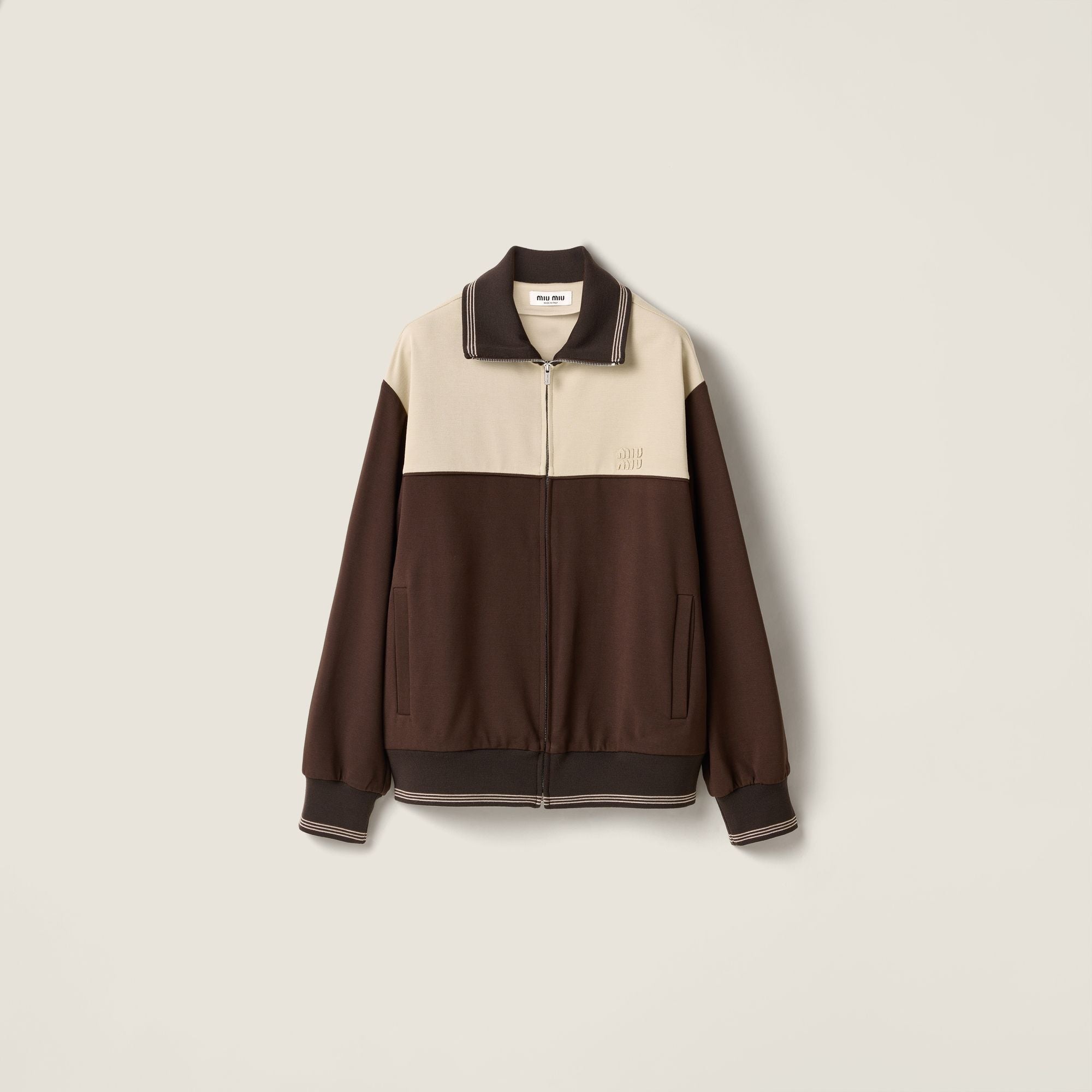 Women Zipper Sweatshirt - Cacao+sabbia