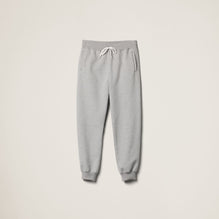 Cotton fleece pants with leather trim