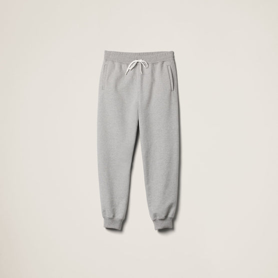 Cotton fleece pants with leather trim