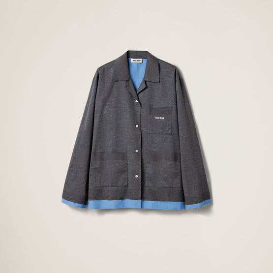Knit and poplin shirt