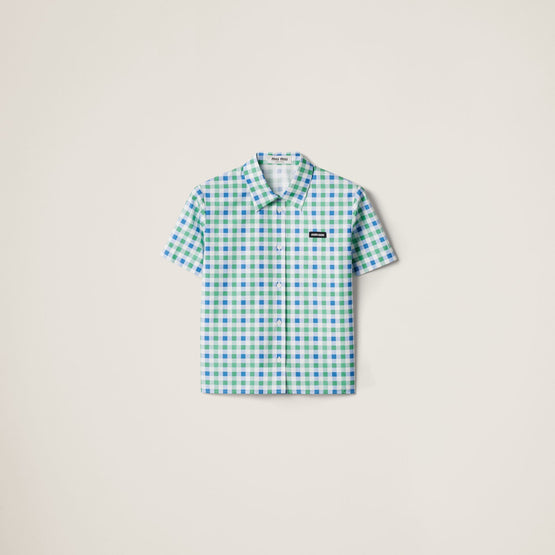 Gingham check poplin shirt