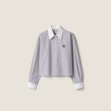 Women Striped Poplin Shirt - Bianco+cacao