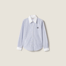Women Striped Poplin Shirt - Bianco+celeste