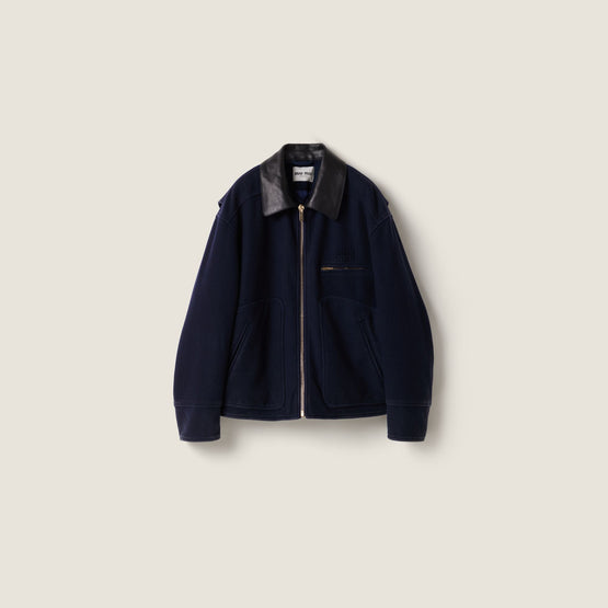 Washed wool cloth blouson jacket