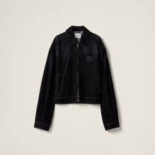Flocked chambray blouson jacket