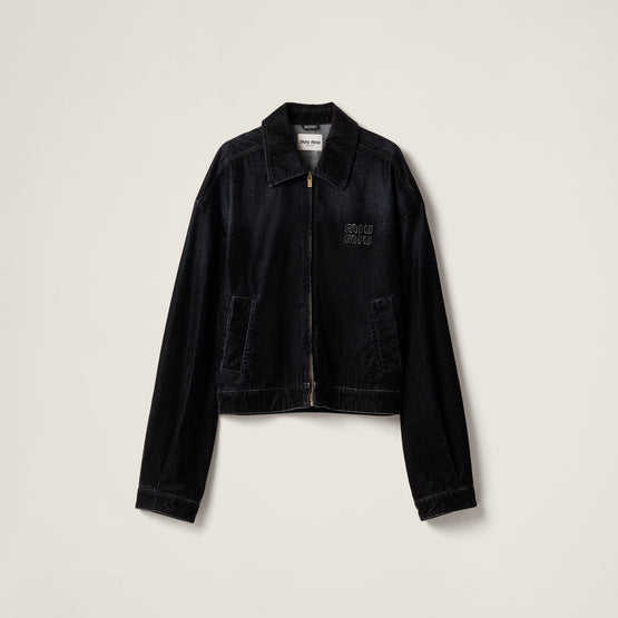 Flocked chambray blouson jacket