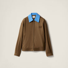 Gabardine blouson jacket with poplin collar