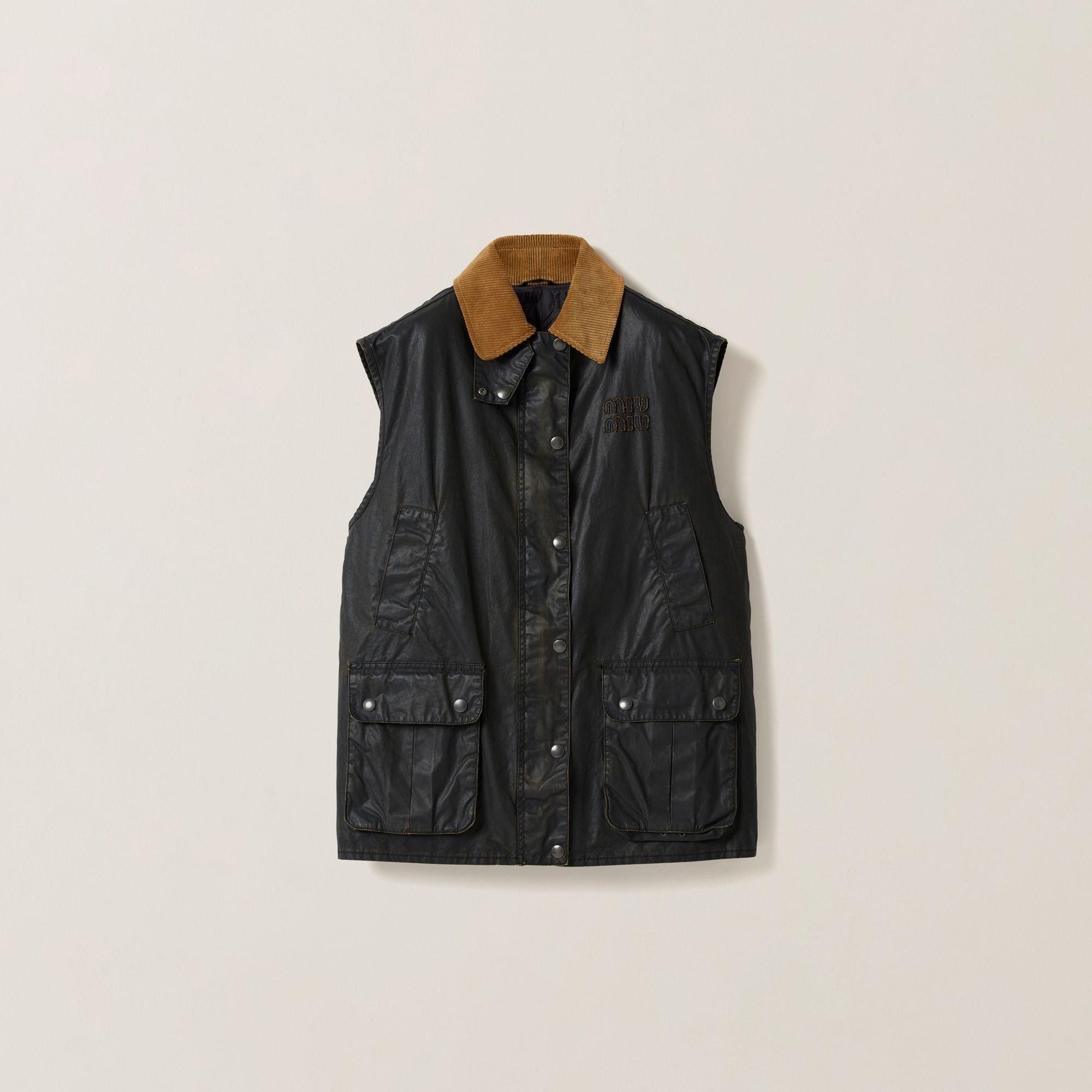 Women Resin-finish Poplin Vest - Nero