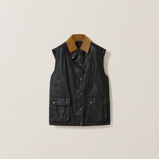 Women Resin-finish Poplin Vest - Nero