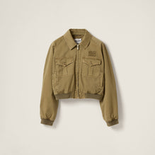 Women Garment-dyed Cotton Satin Bomber Jacket - Oliva
