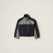 Women Technical Silk Zipper Blouson Jacket - Blu+piombo