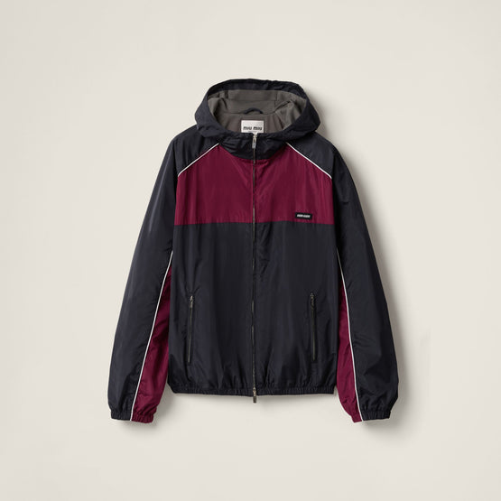 Technical silk zipper blouson jacket