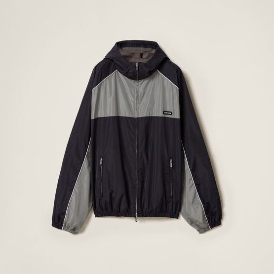 Women Technical Silk Zipper Blouson Jacket - Blu+piombo