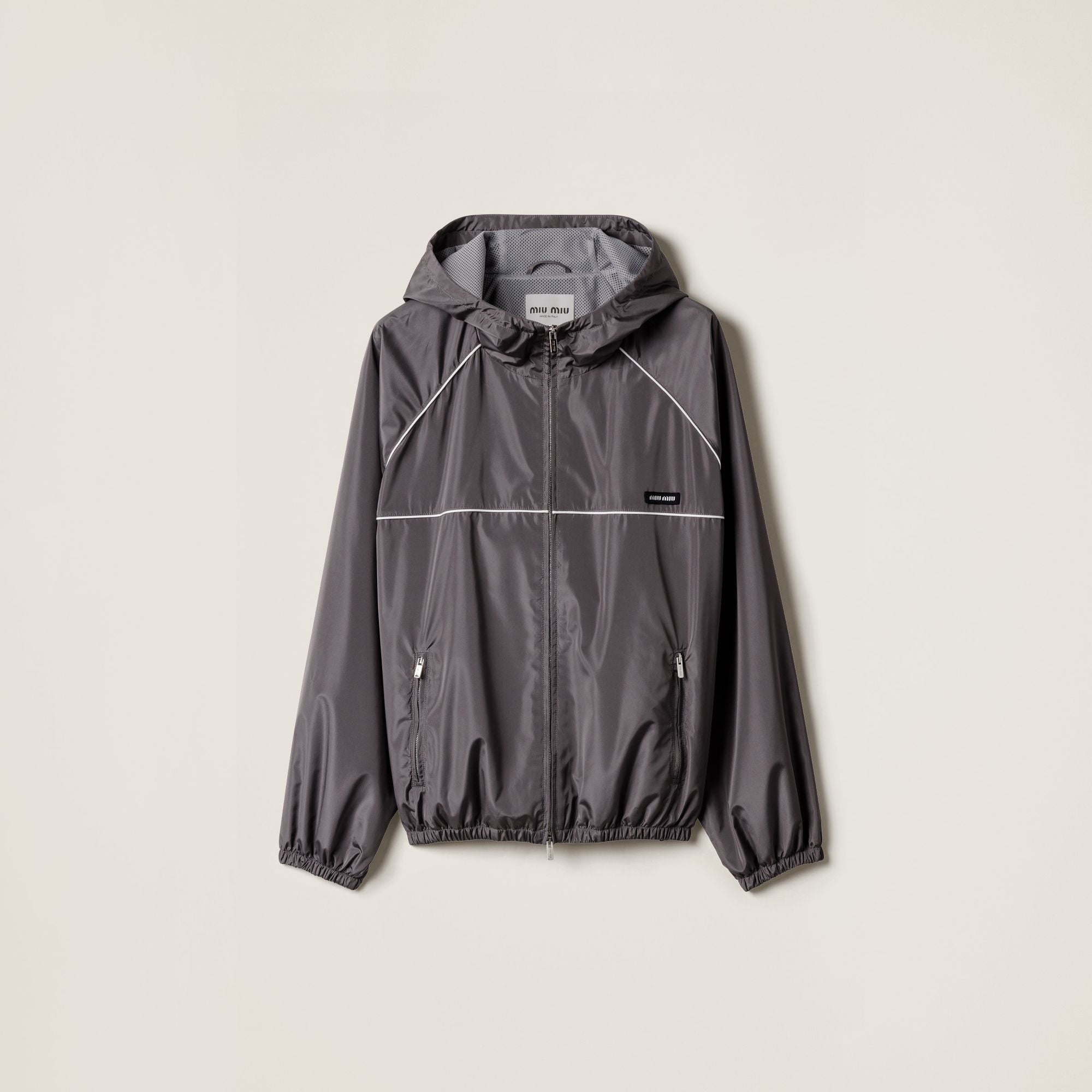 Women Technical Silk Zipper Blouson Jacket - Alluminio