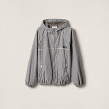 Women Checked Technical Fabric Bomber Jacket - Bottiglia+bianco