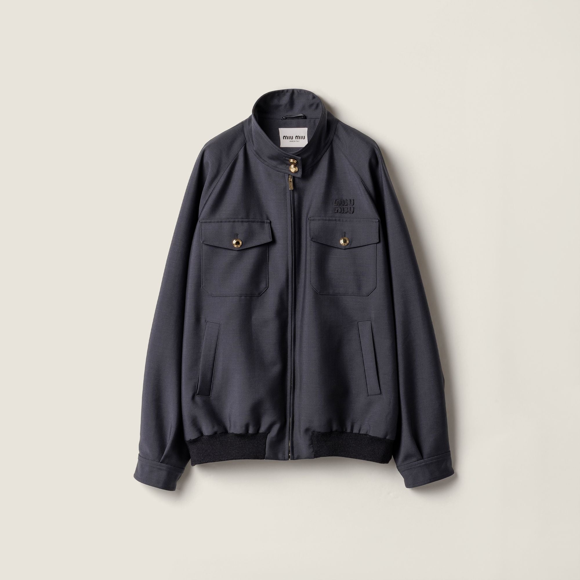 Women Bonded Kid Mohair And Jersey Blouson Jacket - Ematite