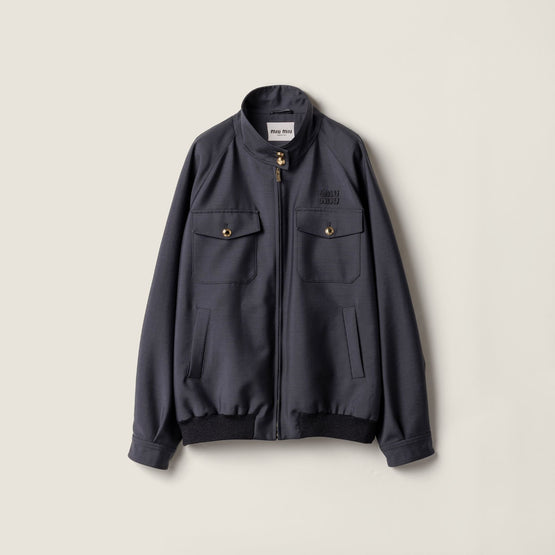 Women Bonded Kid Mohair And Jersey Blouson Jacket - Ematite