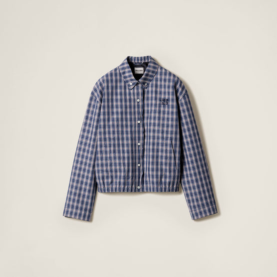 Checked fabric blouson jacket