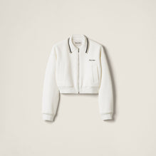 Women Bonded Piqué And Technical Jersey Blouson Jacket - Bianco