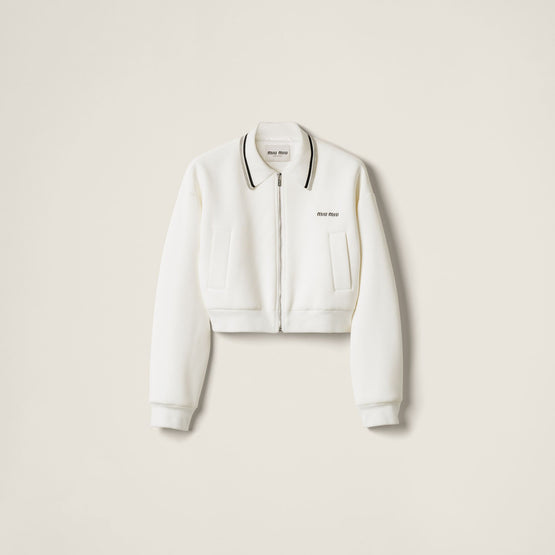 Women Bonded Piqué And Technical Jersey Blouson Jacket - Bianco