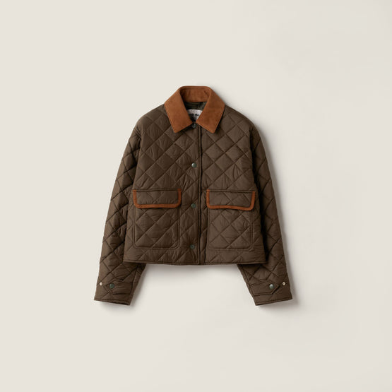 Quilted technical pongé blouson jacket